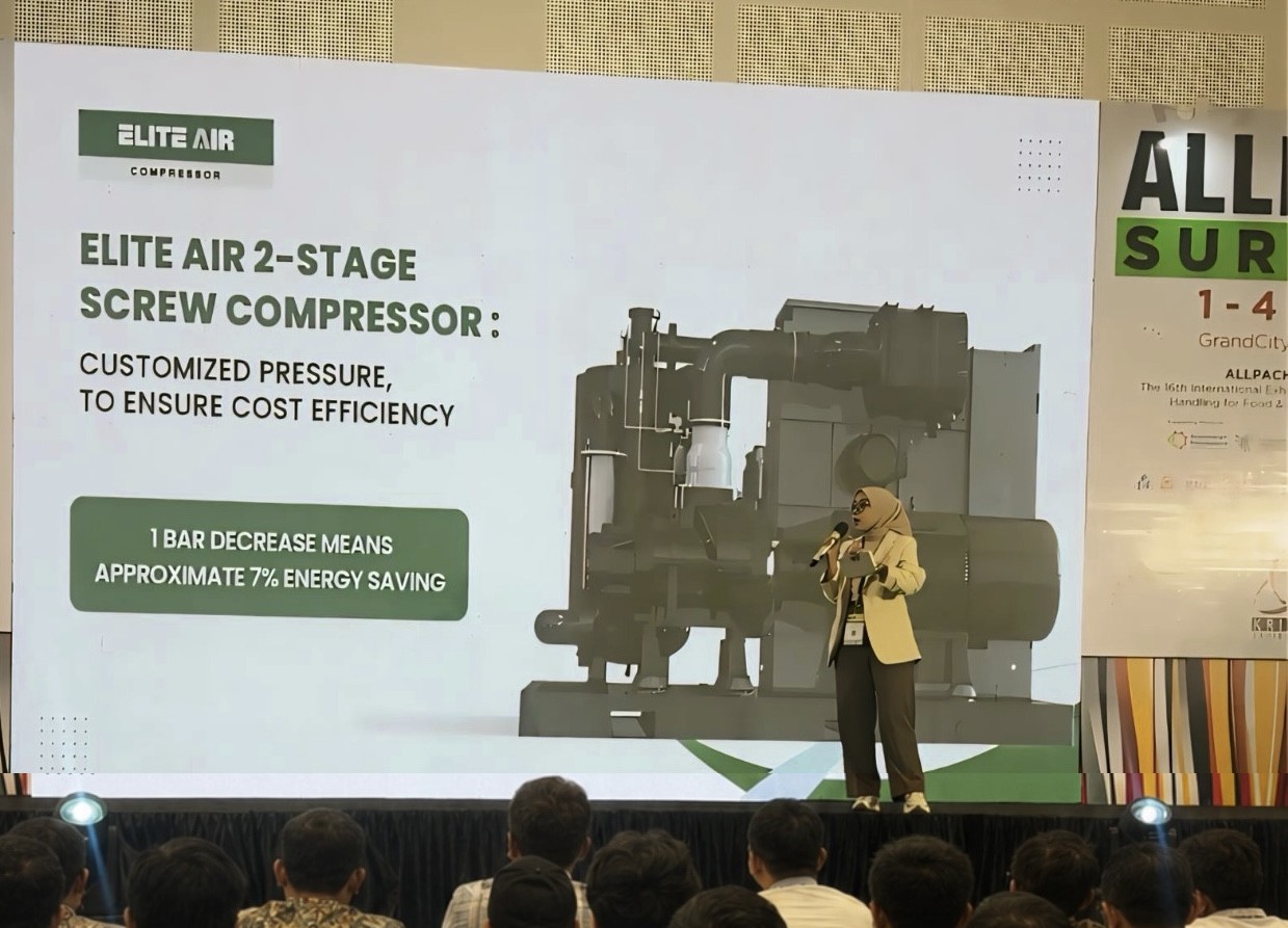 Elite Air Compressor Showcases Energy-Saving Two-Stage and Oil-Free Screw Compressor Solutions at ALLPack Surabaya 2026
